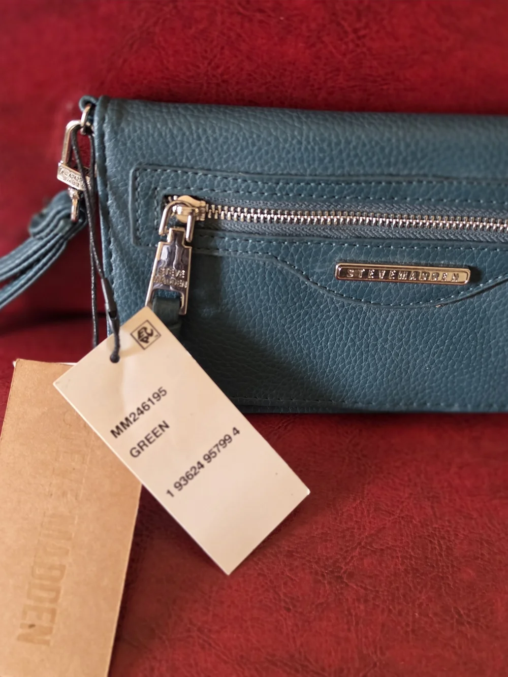 Steve Madden Teal Pebbled Leather Wristlet Clutch